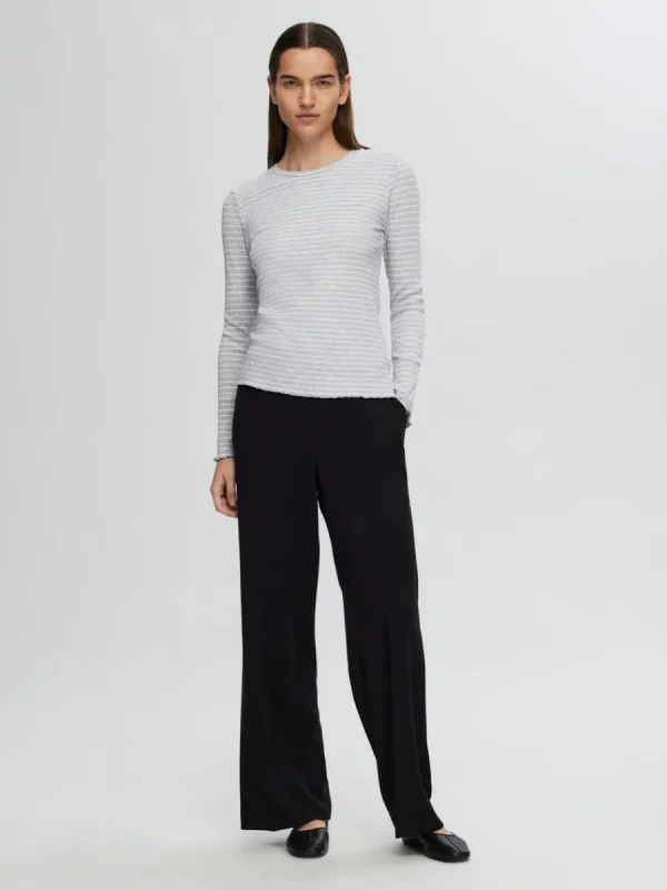 SELECTED RANDIG LÅNGÄRMAD T-SHIRT Grey Clearance