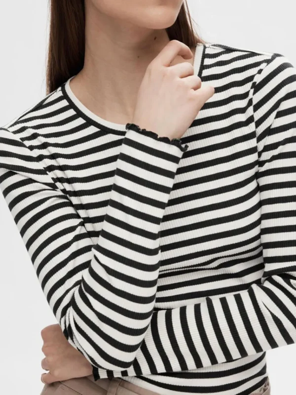 SELECTED RANDIG LÅNGÄRMAD T-SHIRT Black Flash Sale