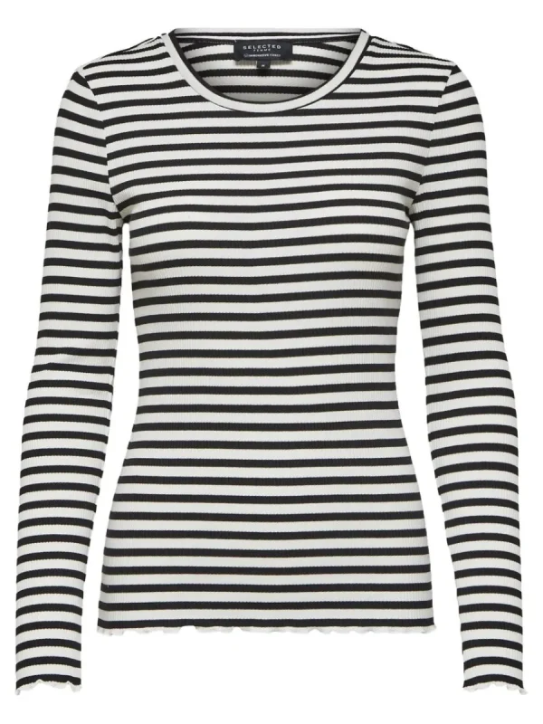 SELECTED RANDIG LÅNGÄRMAD T-SHIRT Black Flash Sale