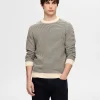 SELECTED RANDIG RUNDRINGAD STICKAD TRÖJA Beige Shop