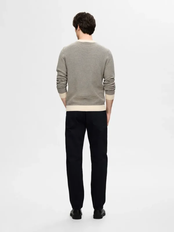 SELECTED RANDIG RUNDRINGAD STICKAD TRÖJA Beige Shop