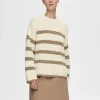 SELECTED RANDIG STICKAD TRÖJA Beige Best Sale