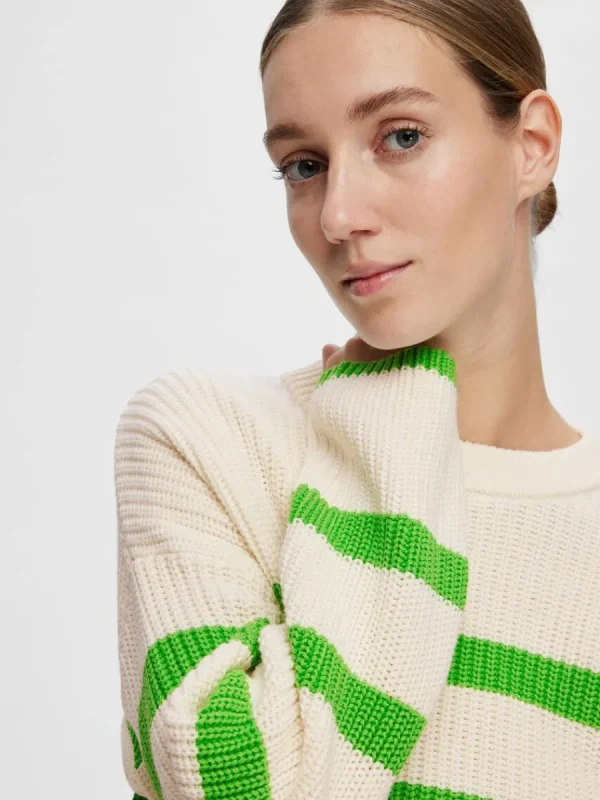 SELECTED RANDIG STICKAD TRÖJA Green Sale
