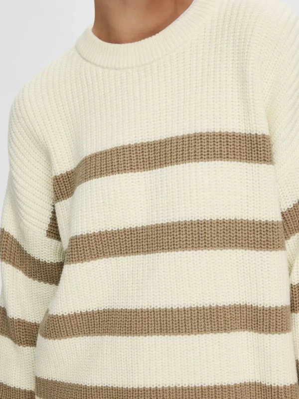 SELECTED RANDIG STICKAD TRÖJA Beige Best Sale