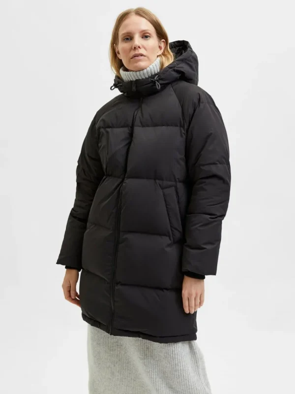 SELECTED RE:DOWN® LÅNG MODELL DUNJACKA Black Hot
