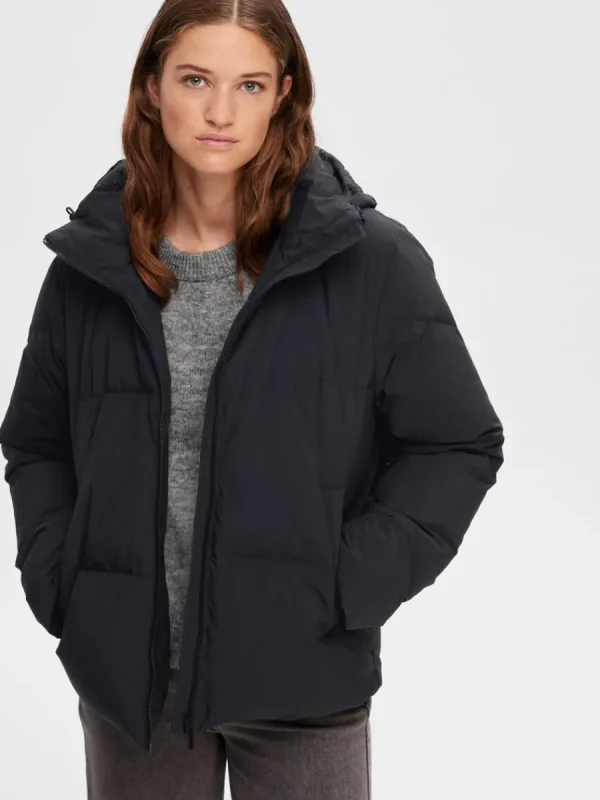 SELECTED RE:DOWN® PUFFERJACKA Black Clearance