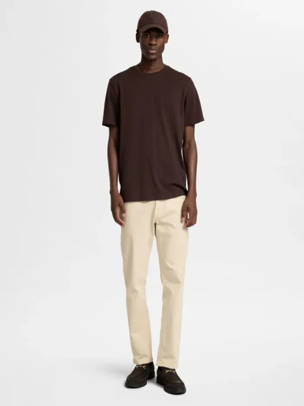 SELECTED REGULAR T-SHIRT Brown Shop