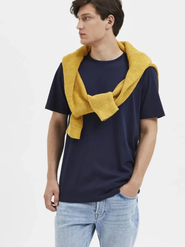 SELECTED REGULAR T-SHIRT Blue Best
