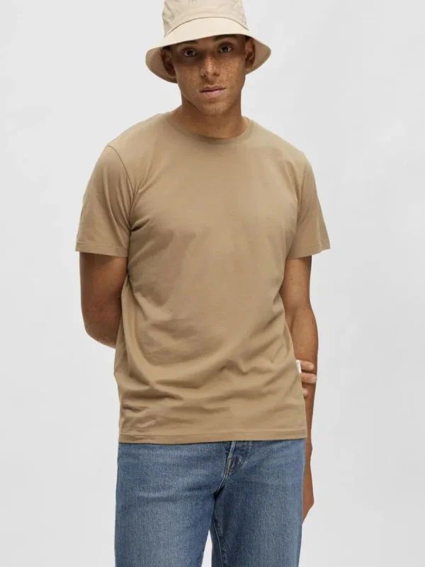 SELECTED REGULAR T-SHIRT Brown Cheap