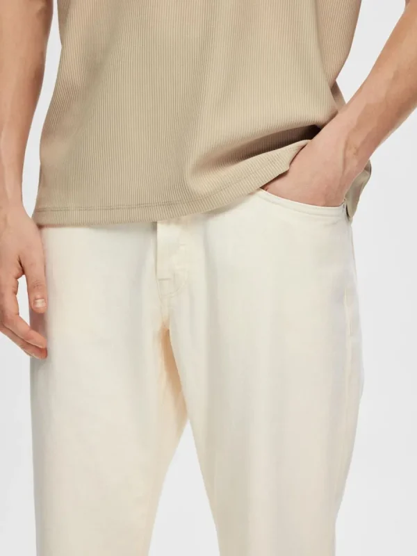 SELECTED 180 RELAXED FIT CROPPED JEANS Beige Clearance