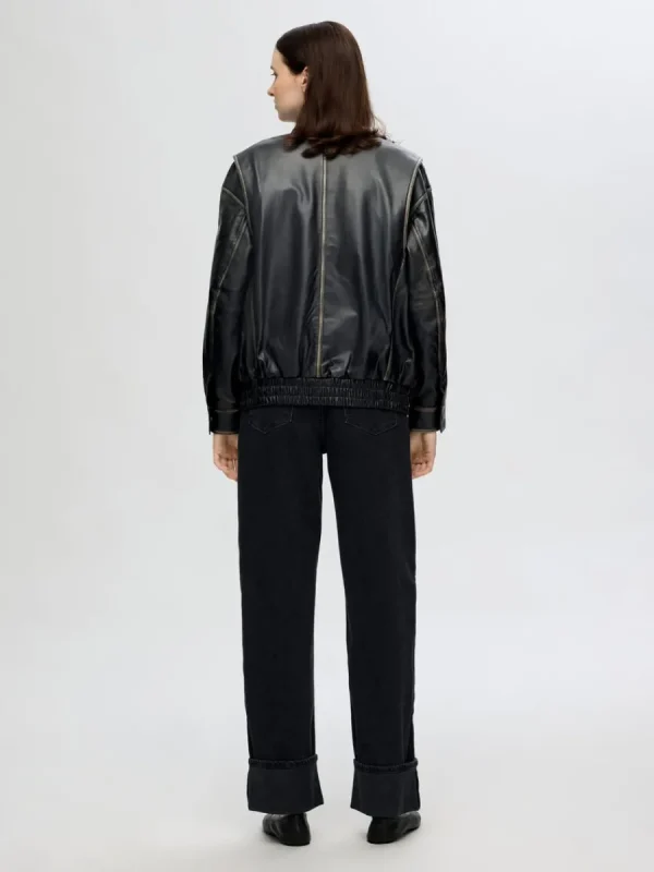 SELECTED RELAXED FIT LÄDERJACKA Black Outlet