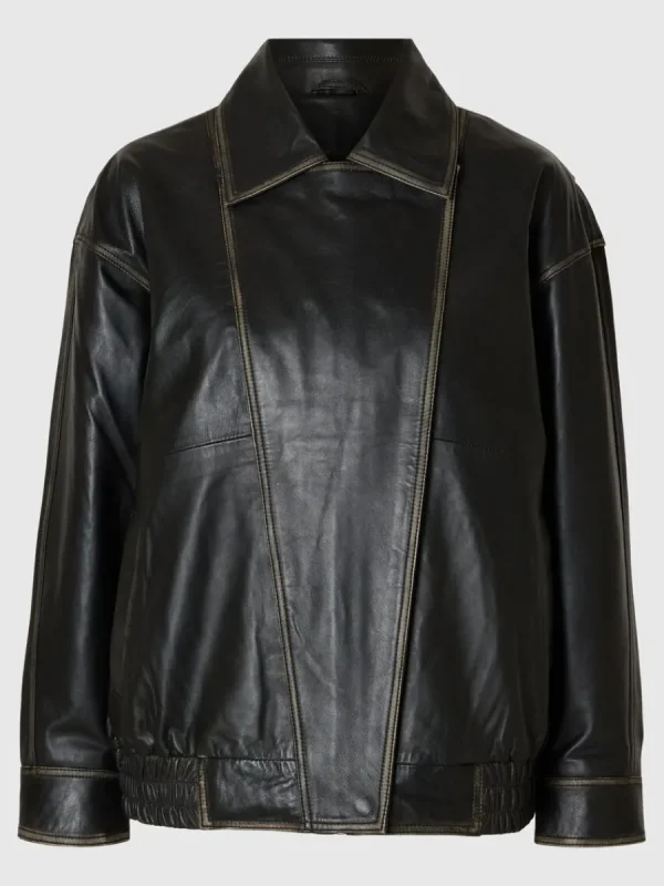 SELECTED RELAXED FIT LÄDERJACKA Black Outlet