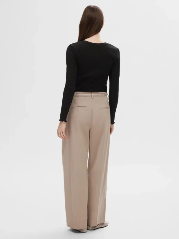 SELECTED RIBBAD LÅNGÄRMAD TOPP Black Best Sale