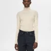 SELECTED RIBBAD POLOTRÖJA Beige Sale