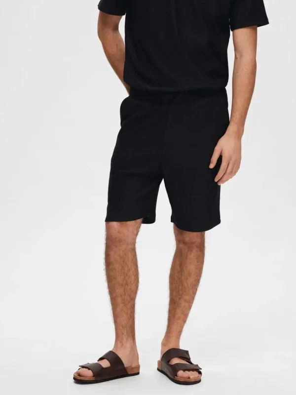 SELECTED RIBBAD SHORTS Black Best Sale