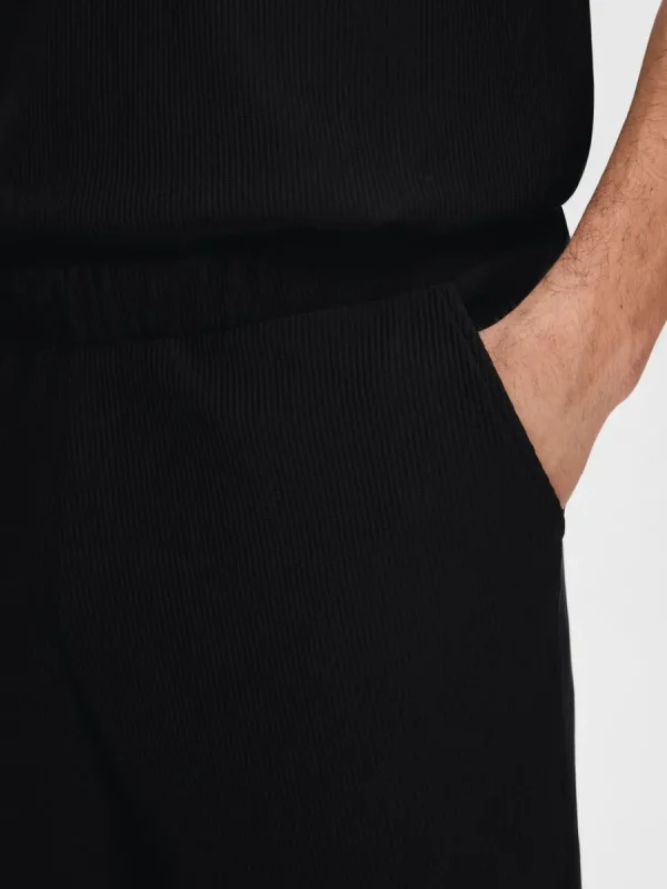 SELECTED RIBBAD SHORTS Black Best Sale