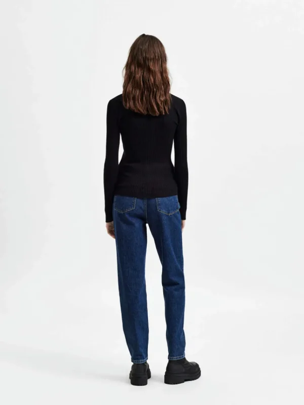 SELECTED RIBBAD STICKAD TRÖJA Black Online