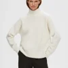 SELECTED RIBBAD TRÖJA Beige Flash Sale