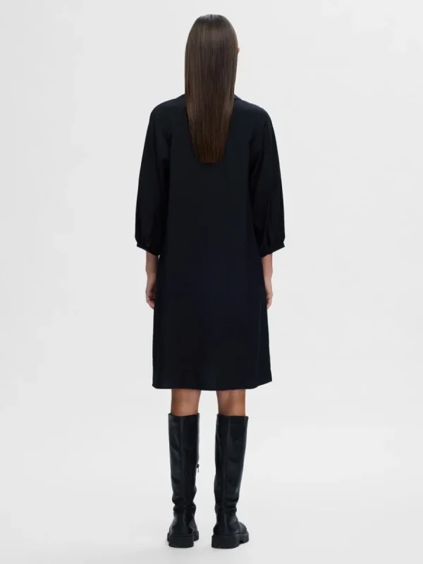 SELECTED 3/4-ÄRMAD KORT KLÄNNING Black Online