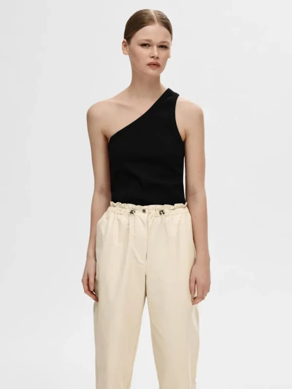 SELECTED ÄRMLÖS ENAXLAD TOPP Black Cheap