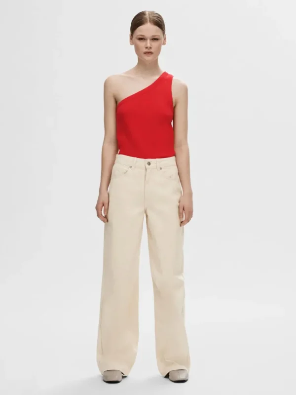 SELECTED ÄRMLÖS ENAXLAD TOPP Red Shop