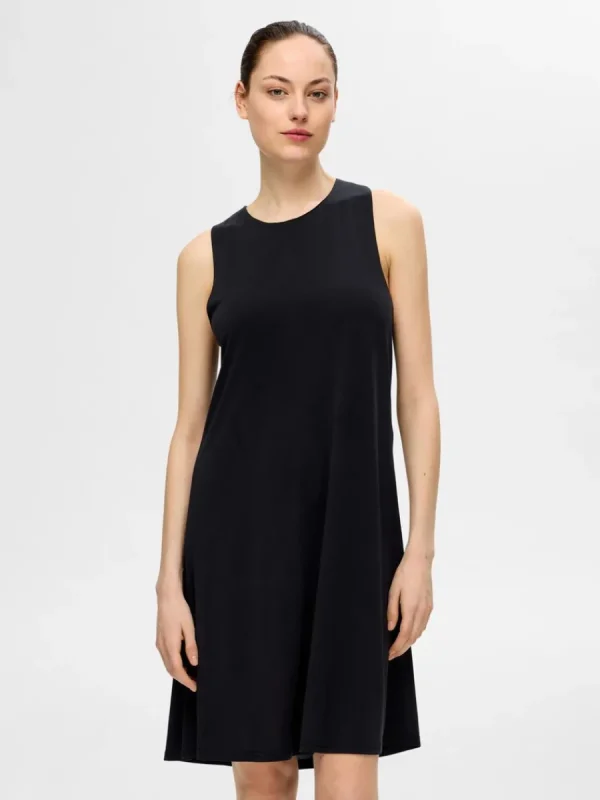 SELECTED ÄRMLÖS KORT KLÄNNING Black Discount