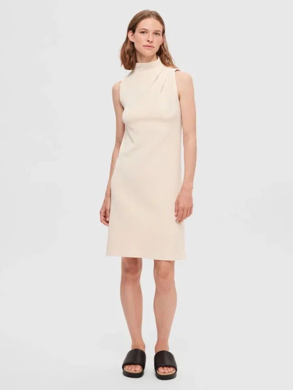 SELECTED ÄRMLÖS KORT KLÄNNING Beige Shop