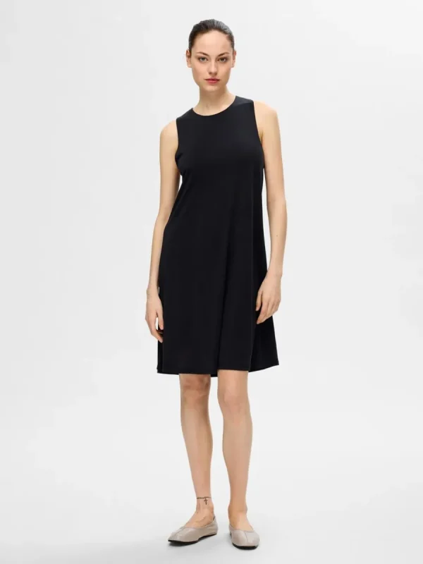 SELECTED ÄRMLÖS KORT KLÄNNING Black Discount