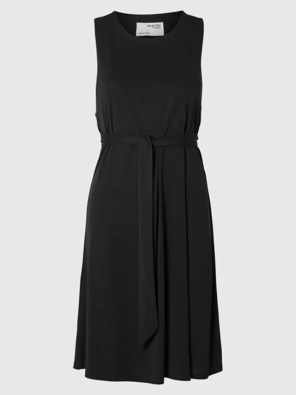 SELECTED ÄRMLÖS KORT KLÄNNING Black Discount