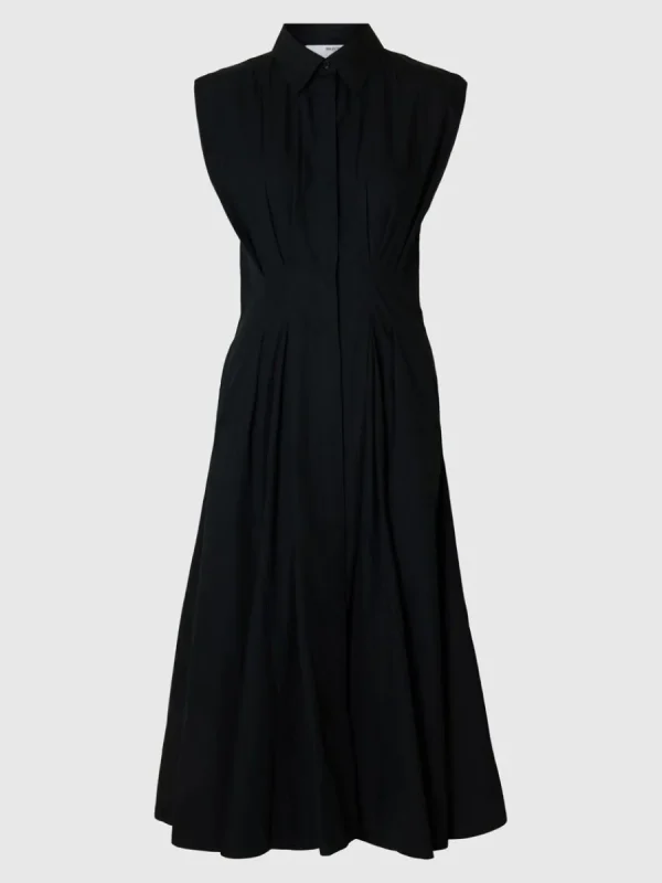 SELECTED ÄRMLÖS MIDIKLÄNNING Black Sale