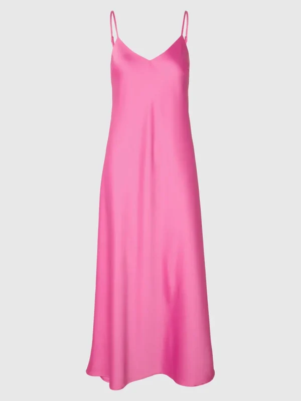 SELECTED ÄRMLÖS SATIN MAXIKLÄNNING Pink Hot