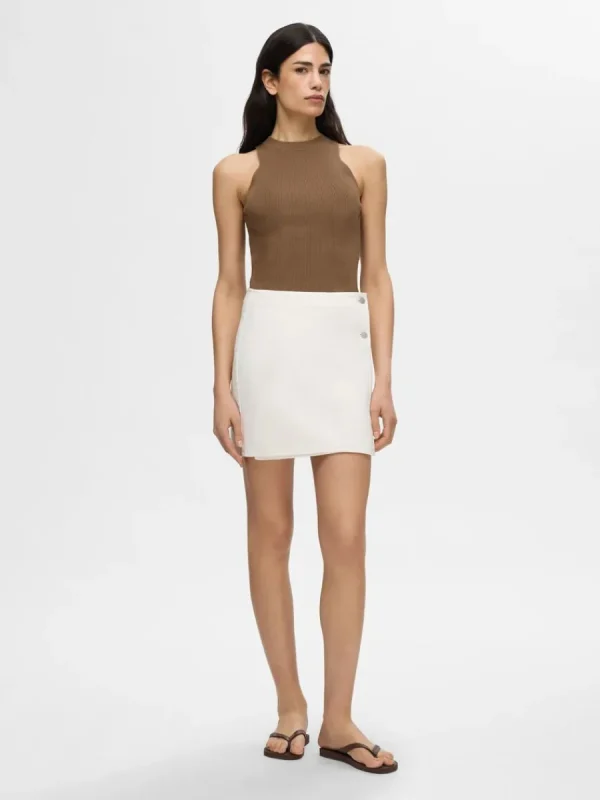 SELECTED ÄRMLÖS STICKAD TOPP Brown Discount