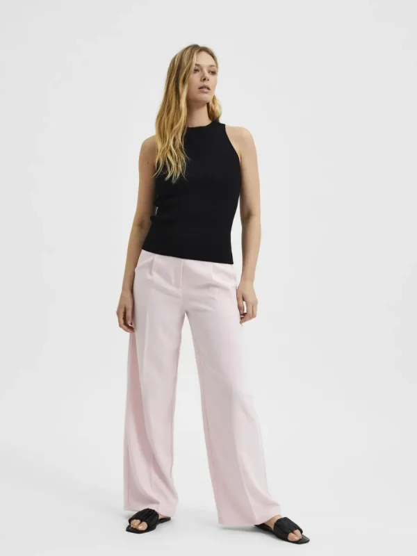 SELECTED ÄRMLÖS STICKAD TOPP Black Flash Sale
