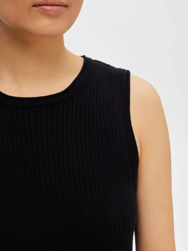 SELECTED ÄRMLÖS STICKAD TOPP Black Shop