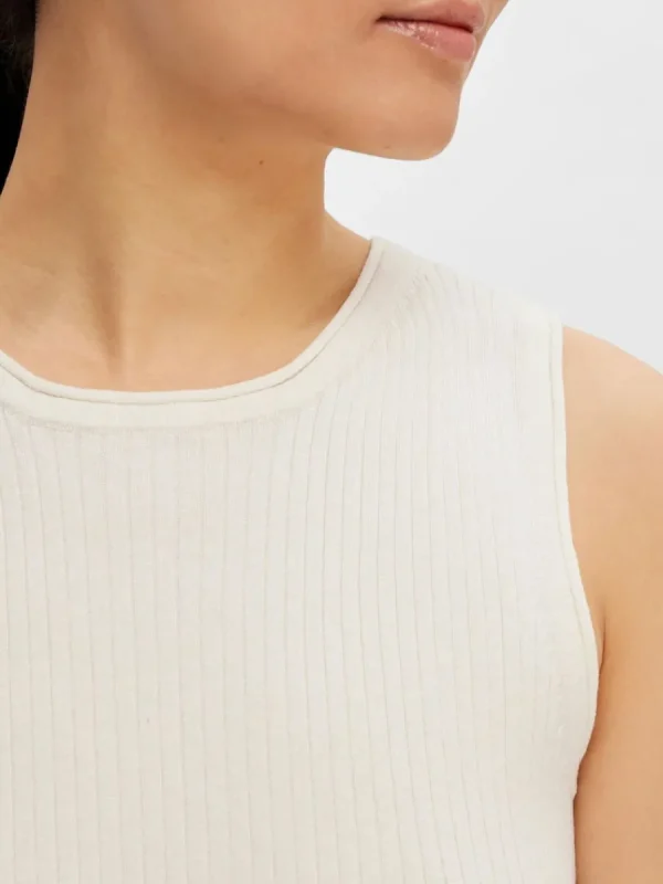 SELECTED ÄRMLÖS STICKAD TOPP Beige Online