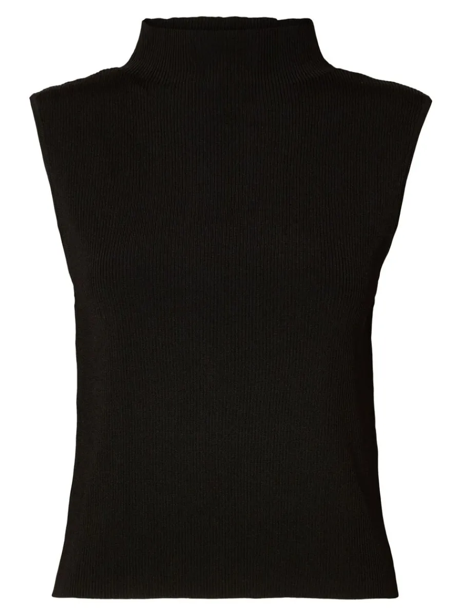 rmls_stickad_topp_5-2.webp SELECTED ÄRMLÖS STICKAD TOPP Black Clearance