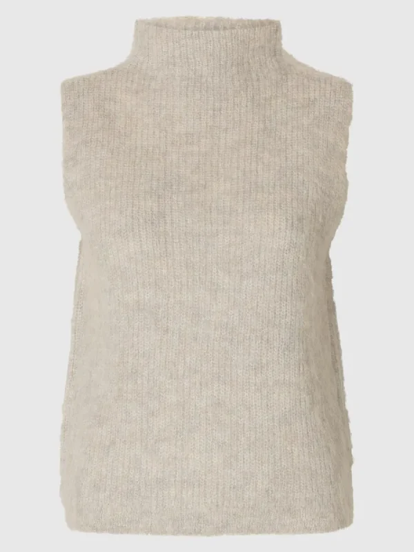SELECTED ÄRMLÖS STICKAD TOPP Beige Sale