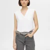SELECTED ÄRMLÖS V-RINGAD TOPP White Best Sale