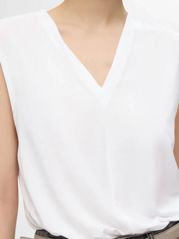 SELECTED ÄRMLÖS V-RINGAD TOPP White Best Sale