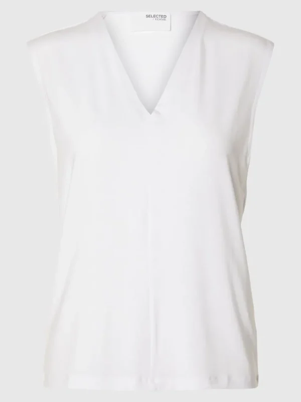 SELECTED ÄRMLÖS V-RINGAD TOPP White Best Sale