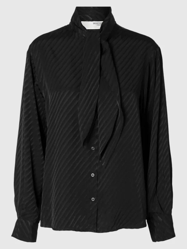 SELECTED ROSETTDETALJ SATINSKJORTA Black Store