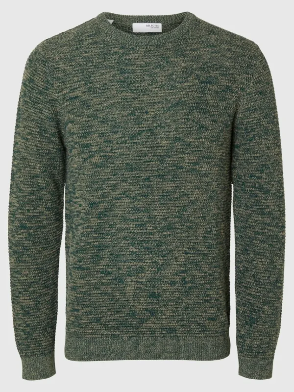 SELECTED RUNDRINGAD STICKAD TRÖJA Green Outlet