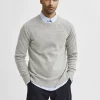 SELECTED RUNDRINGAD STICKAD TRÖJA Grey Online