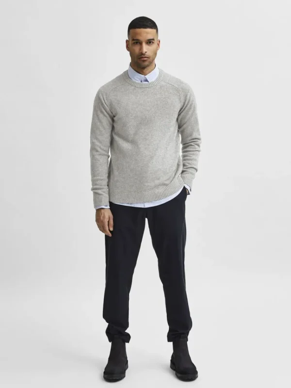SELECTED RUNDRINGAD STICKAD TRÖJA Grey Online