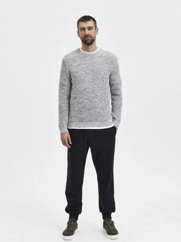 SELECTED RUNDRINGAD STICKAD TRÖJA Grey Clearance