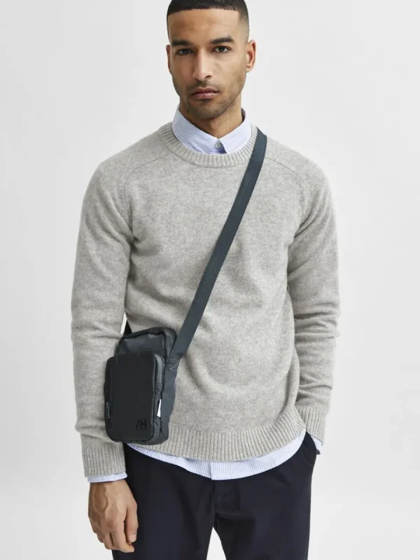 SELECTED RUNDRINGAD STICKAD TRÖJA Grey Online