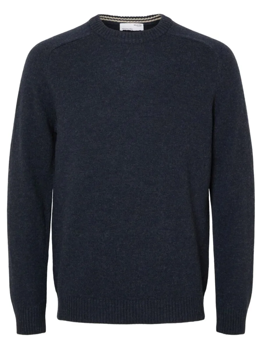 rundringad_stickad_trja_4-1.webp SELECTED RUNDRINGAD STICKAD TRÖJA Blue Cheap