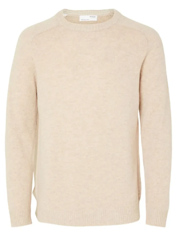 SELECTED RUNDRINGAD STICKAD TRÖJA Beige Fashion