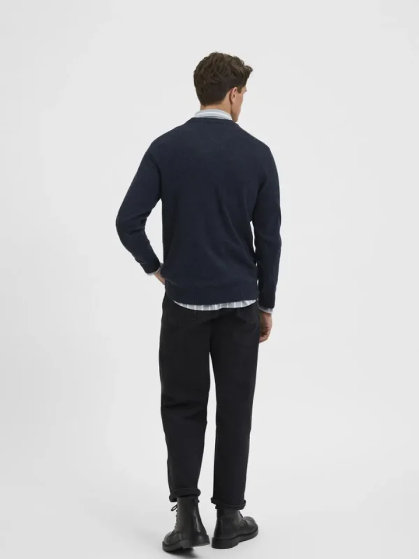 SELECTED RUNDRINGAD STICKAD TRÖJA Blue Cheap