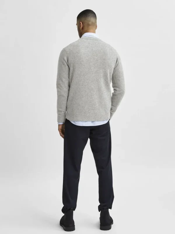 SELECTED RUNDRINGAD STICKAD TRÖJA Grey Online